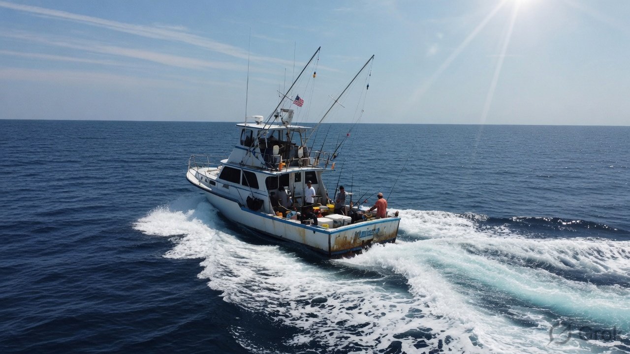 Offshore boat on deep Florida water for deep drop fishing